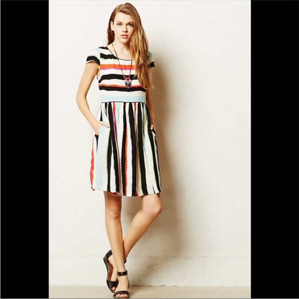 Maeve Black and White Short Sleeve Sundress